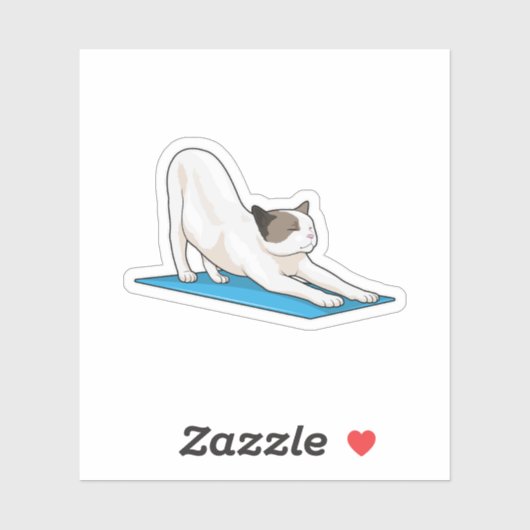 Cat Yoga Meditation Fitness Sticker (Vel)