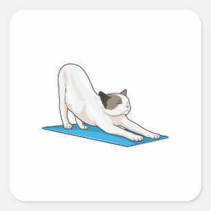 Cat Yoga Meditation Fitness Vierkante Sticker