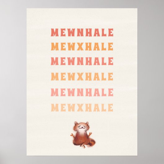 Cat Yoga Meditation Stress Relief Inhale Exhale Poster (Voorkant)