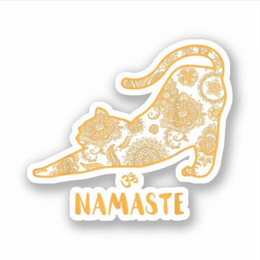 Cat Yoga Namaste OM - Funny Yoga Gift T-Shirt Sticker (Voorkant)