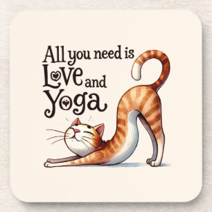 Cat Yoga Pose - Alles wat je nodig hebt is liefde Bier Onderzetter