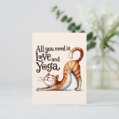 Cat Yoga Pose - Alles wat je nodig hebt is liefde  Briefkaart (Staand voorkant)