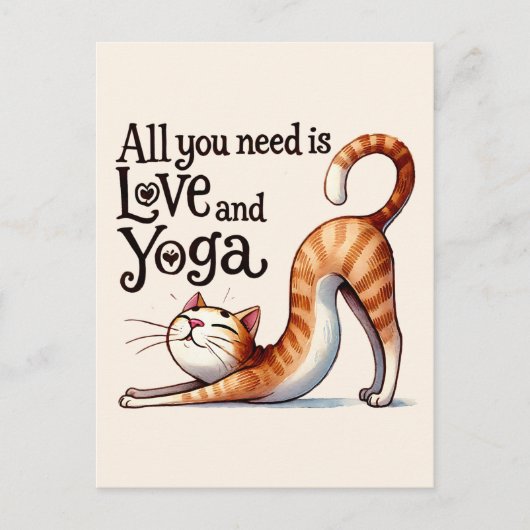 Cat Yoga Pose - Alles wat je nodig hebt is liefde  Briefkaart (Voorkant)