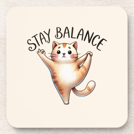 Cat Yoga Pose - Blijf in balans Bier Onderzetter (Voorkant)