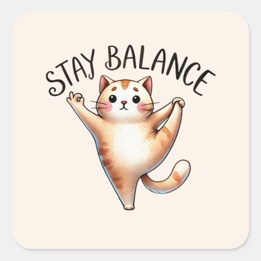 Cat Yoga Pose - Blijf in balans Vierkante Sticker (Voorkant)