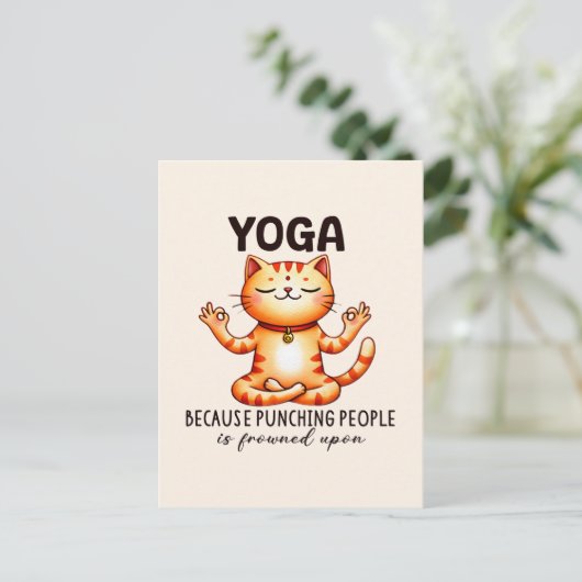 Cat Yoga Pose - Funny Yoga Briefkaart (Staand voorkant)