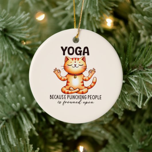 Cat Yoga Pose - Funny Yoga Keramisch Ornament (Boom)