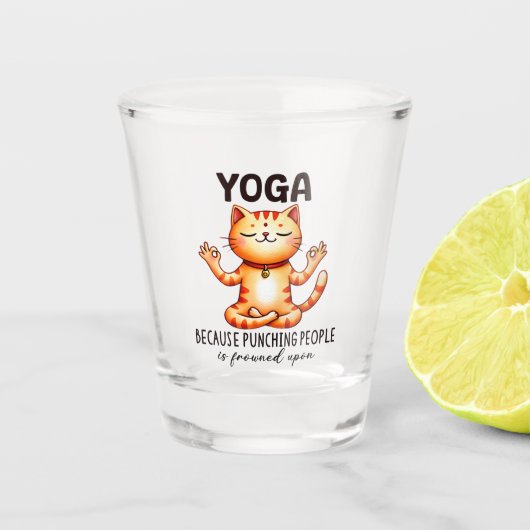 Cat Yoga Pose - Funny Yoga Shot Glas (Voorkant)