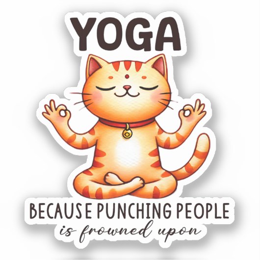 Cat Yoga Pose - Funny Yoga Sticker (Voorkant)