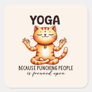 Cat Yoga Pose - Funny Yoga Vierkante Sticker