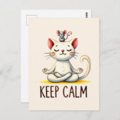 Cat Yoga Pose - Keep Calm Briefkaart (Voorkant / Achterkant)