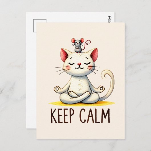 Cat Yoga Pose - Keep Calm Briefkaart (Voorkant / Achterkant)