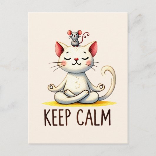 Cat Yoga Pose - Keep Calm Briefkaart (Voorkant)