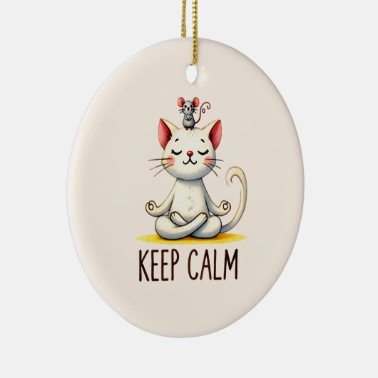 Cat Yoga Pose - Keep Calm Keramisch Ornament (Rechts)