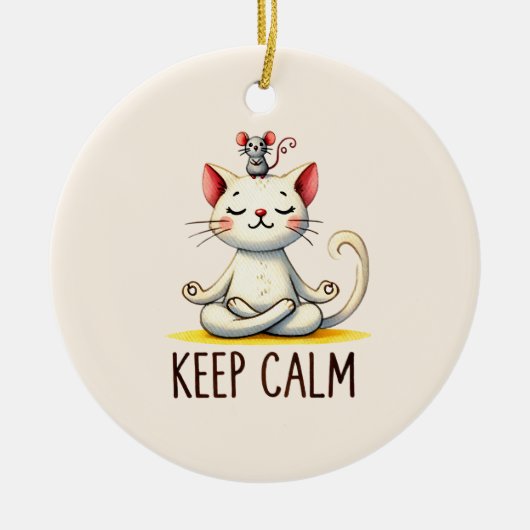 Cat Yoga Pose - Keep Calm Keramisch Ornament (Voorkant)