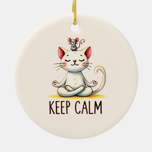 Cat Yoga Pose - Keep Calm Keramisch Ornament (Achterkant)