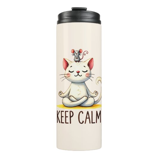 Cat Yoga Pose - Keep Calm Thermosbeker (Voorkant)