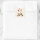 Cat Yoga Pose - Keep Calm Vierkante Sticker (Tas)