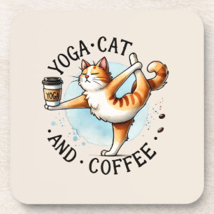 Cat Yoga Pose - Yoga Cat and Coffee Bier Onderzetter