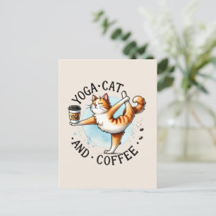 Cat Yoga Pose - Yoga Cat and Coffee Briefkaart