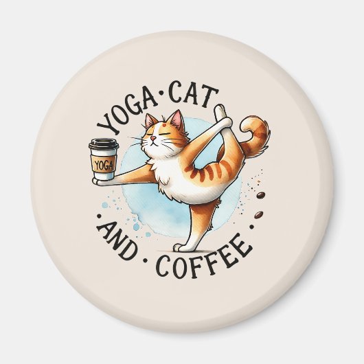 Cat Yoga Pose - Yoga Cat and Coffee Magneet (Voorkant)