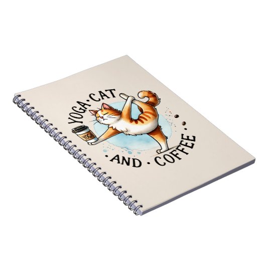 Cat Yoga Pose - Yoga Cat and Coffee Notitieboek (Rechterzijde)