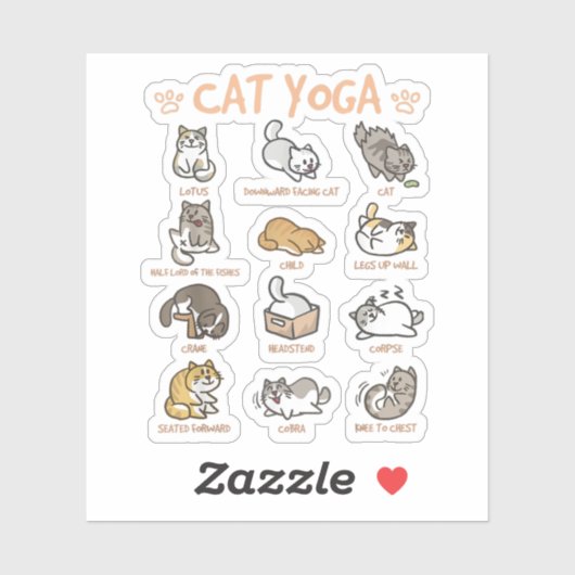 Cat Yoga Poses Cats die Mindfulness Meditat Sticker (Vel)