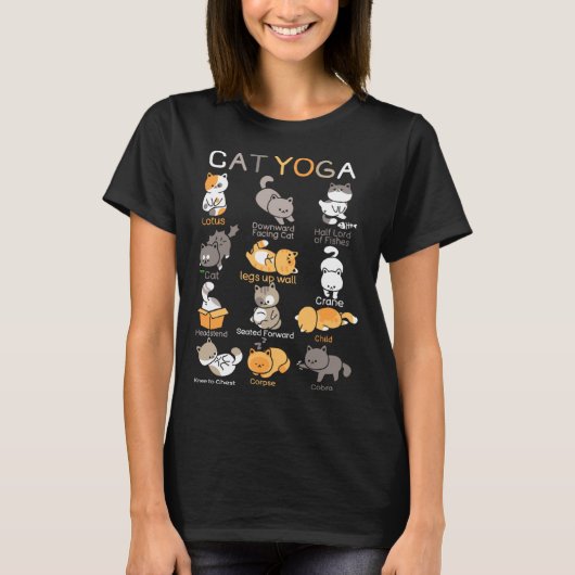 Cat Yoga Poses Zen Meditation Namaste Kitten Cat T-shirt (Voorkant)