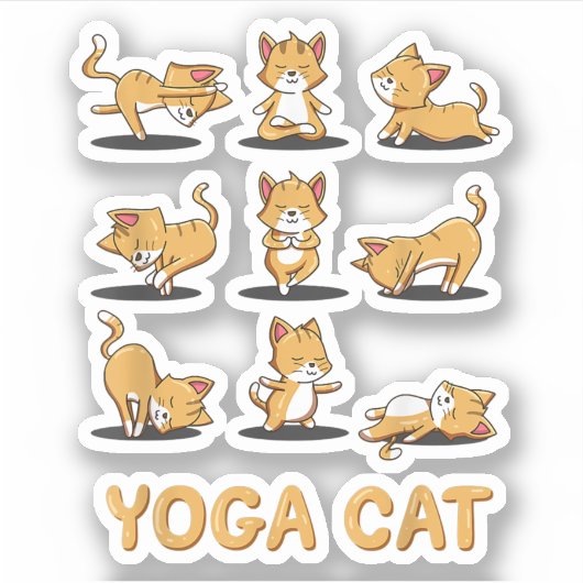Cat Yoga Zen Cat Yoga Pose Meditation Mannen Vrouw Sticker (Voorkant)