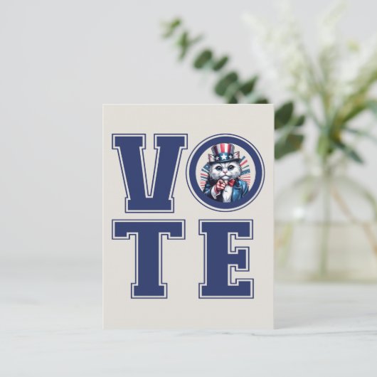 Cat zegt stem briefkaart (Staand voorkant)