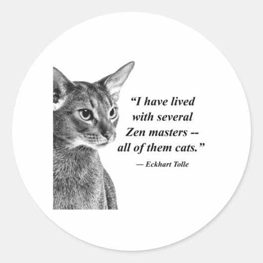 Cat Zen Master - Eckhart Tolle Ronde Sticker (Voorkant)