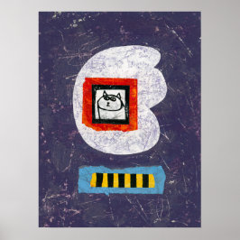 Cat zit voor jaarboek Foto Poster Wall Art