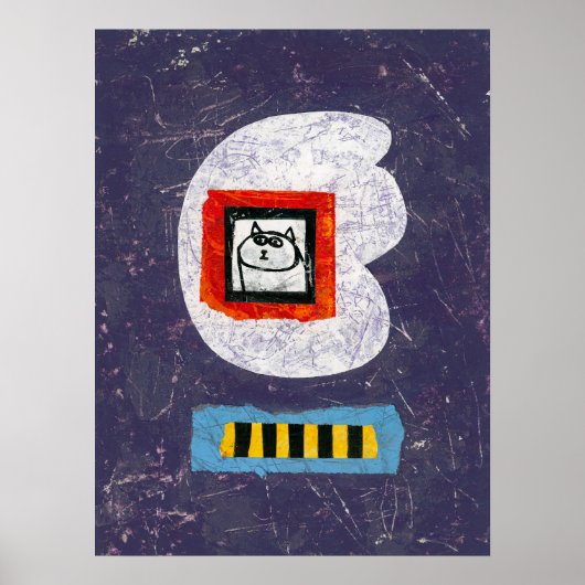 Cat zit voor jaarboek Foto Poster Wall Art (Voorkant)