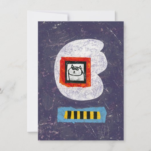 Cat zit voor jaarboek foto Wenskaart Kaart (Voorkant)