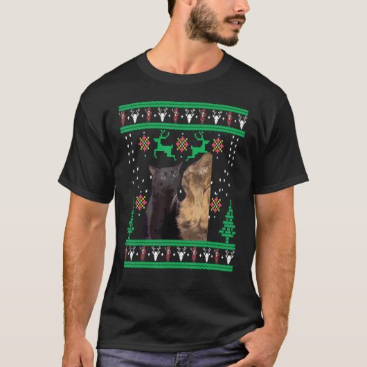 Cat Zoning Out meme, Populaire Internet Meme Kerst T-shirt (Voorkant)