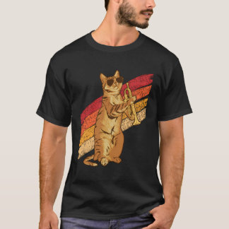 Cat zonnebril spelen trombone muzikanten t-shirt