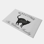 Cat Zwart Huisdieren Dier Waterverf Kitten Deurmat (Schuin)