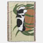 Cat Zwart Wit Plant Grappig Deken (Voorkant Verticaal)