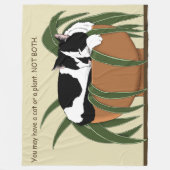 Cat Zwart Wit Plant Grappig Fleece Deken (Voorkant)
