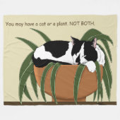 Cat Zwart Wit Plant Grappig Fleece Deken (Voorkant (Horizontaal))