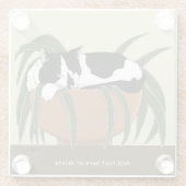 Cat Zwart Wit Plant Grappig Glazen Onderzetter (Achterkant)