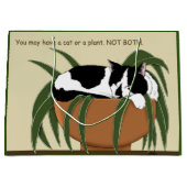 Cat Zwart Wit Plant Grappig Groot Cadeauzakje (Voorkant)