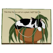 Cat Zwart Wit Plant Grappig Groot Cadeauzakje (Achterkant)