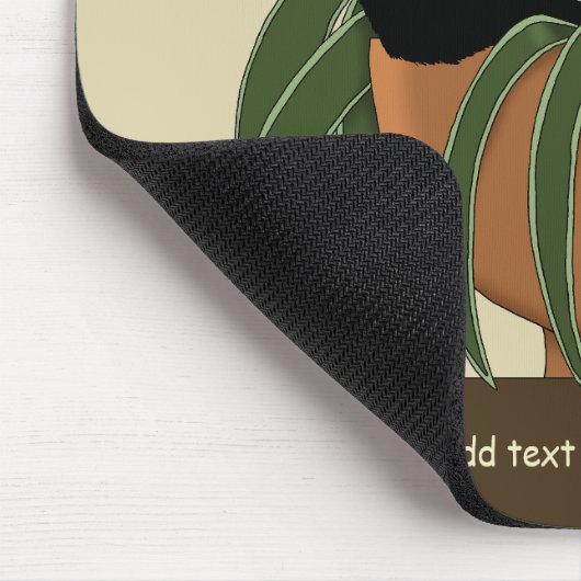 Cat Zwart Wit Plant Grappig Muismat (Hoek)