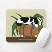 Cat Zwart Wit Plant Grappig Muismat (Met muis)