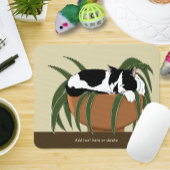 Cat Zwart Wit Plant Grappig Muismat