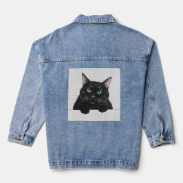 Cat zwarte kat Denim Jacket Trendy Schattige