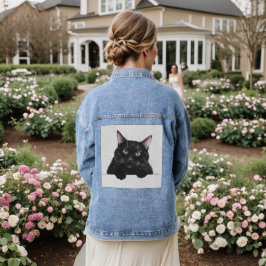 Cat zwarte kat Denim Jacket Trendy Schattige