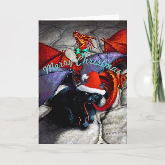 Catabat meegesleurd in wenskaart feestdagen kaart (Voorkant)