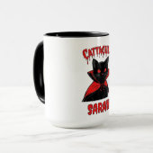 Catacula Black Vampire Cat Halloween Tri-Blend Shi Mok (Voorkant links)